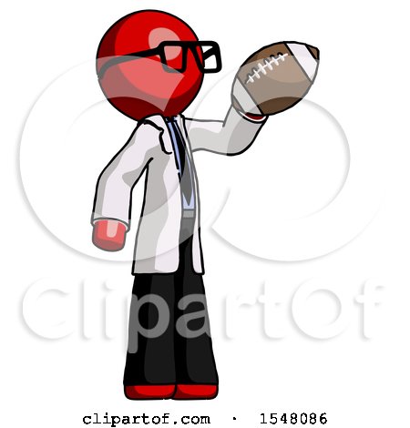 Red Doctor Scientist Man Holding Football up by Leo Blanchette