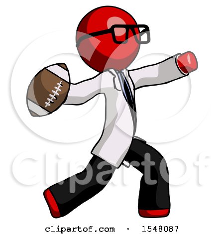 Red Doctor Scientist Man Throwing Football by Leo Blanchette