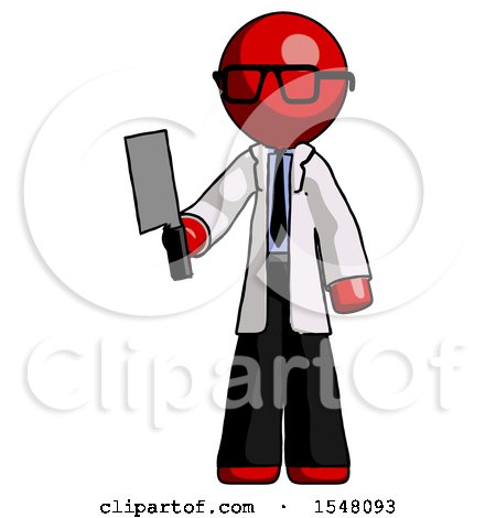 Red Doctor Scientist Man Holding Meat Cleaver by Leo Blanchette