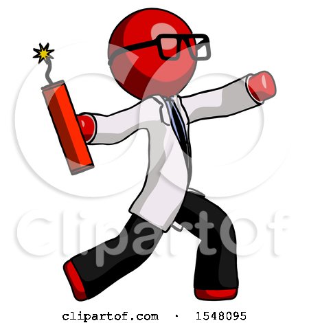 Red Doctor Scientist Man Throwing Dynamite by Leo Blanchette