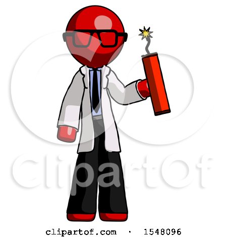 Red Doctor Scientist Man Holding Dynamite with Fuse Lit by Leo Blanchette