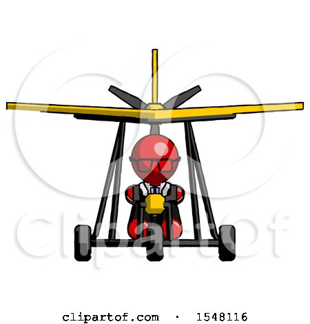 Red Doctor Scientist Man in Ultralight Aircraft Front View by Leo Blanchette