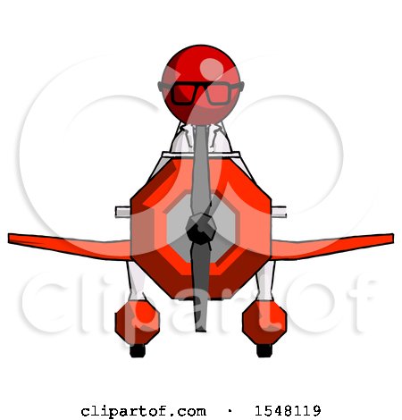 Red Doctor Scientist Man in Geebee Stunt Plane Front View by Leo Blanchette