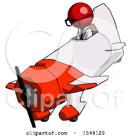 Red Doctor Scientist Man in Geebee Stunt Plane Descending View by Leo Blanchette