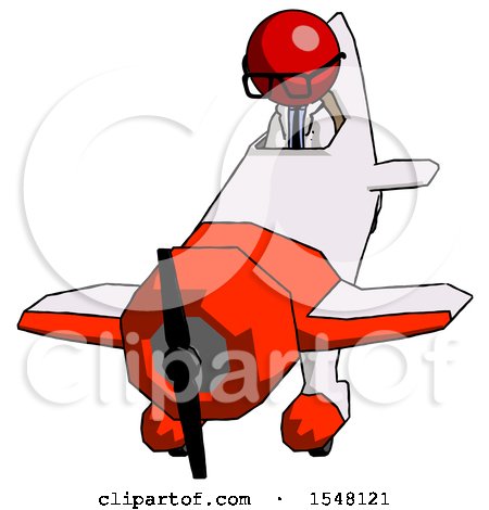 Red Doctor Scientist Man in Geebee Stunt Plane Descending Front Angle View by Leo Blanchette