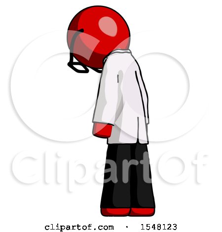 Red Doctor Scientist Man Depressed with Head Down, Back to Viewer, Left by Leo Blanchette