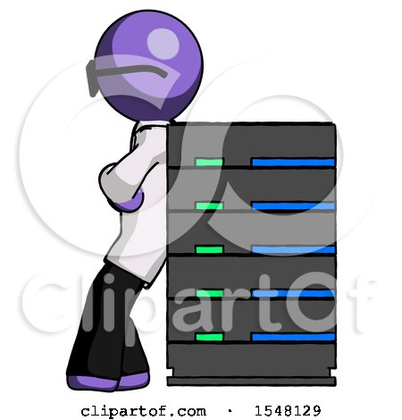 Purple Doctor Scientist Man Resting Against Server Rack by Leo Blanchette