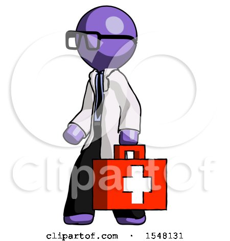 Purple Doctor Scientist Man Walking with Medical Aid Briefcase to Left by Leo Blanchette