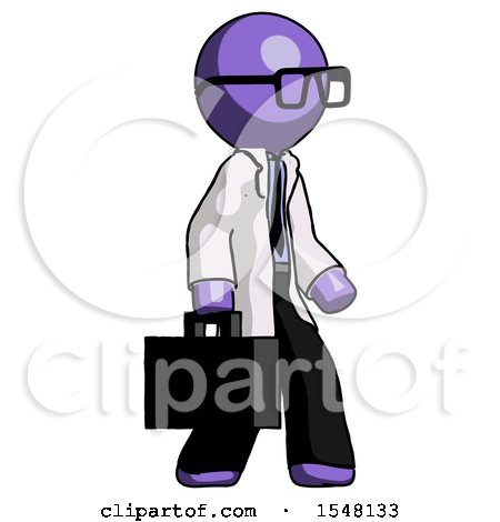 Purple Doctor Scientist Man Walking with Briefcase to the Right by Leo Blanchette