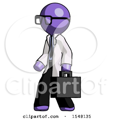 Purple Doctor Scientist Man Walking with Briefcase to the Left by Leo Blanchette