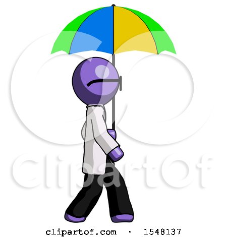 Purple Doctor Scientist Man Walking with Colored Umbrella by Leo Blanchette