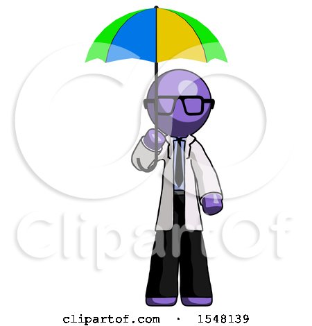 Purple Doctor Scientist Man Holding Umbrella Rainbow Colored by Leo Blanchette