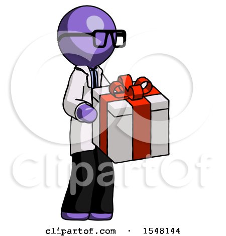 Purple Doctor Scientist Man Giving a Present by Leo Blanchette