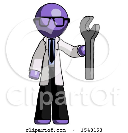 Purple Doctor Scientist Man Holding Wrench Ready to Repair or Work by Leo Blanchette