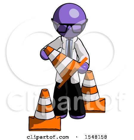 Purple Doctor Scientist Man Holding a Traffic Cone by Leo Blanchette