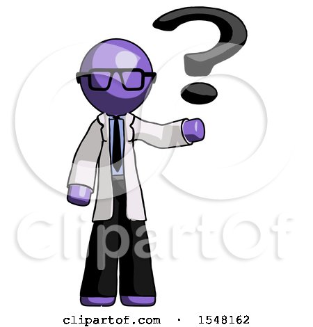 Purple Doctor Scientist Man Holding Question Mark to Right by Leo Blanchette