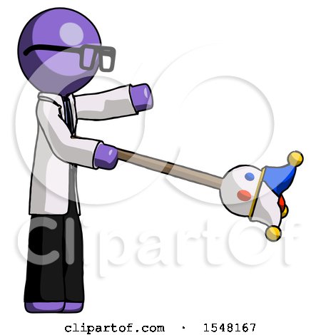 Purple Doctor Scientist Man Holding Jesterstaff - I Dub Thee Foolish Concept by Leo Blanchette