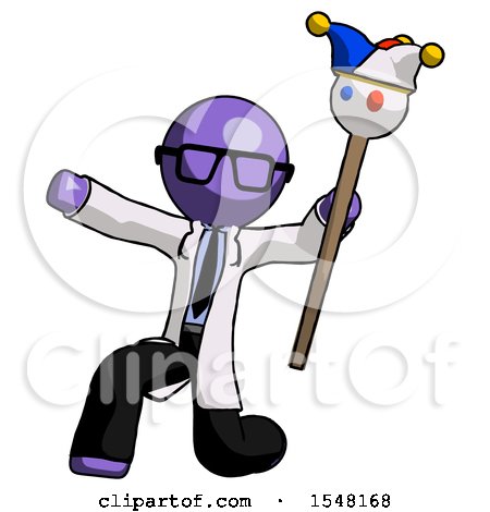 Purple Doctor Scientist Man Holding Jester Staff Posing Charismatically by Leo Blanchette