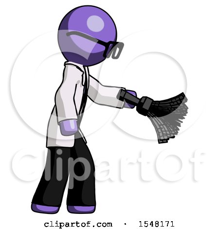 Purple Doctor Scientist Man Dusting with Feather Duster Downwards by Leo Blanchette