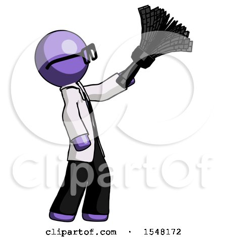 Purple Doctor Scientist Man Dusting with Feather Duster Upwards by Leo Blanchette