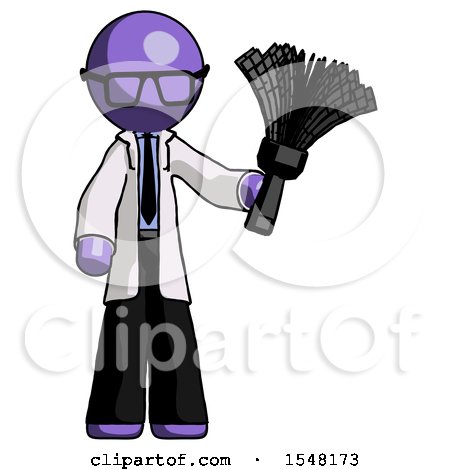 Purple Doctor Scientist Man Holding Feather Duster Facing Forward by Leo Blanchette
