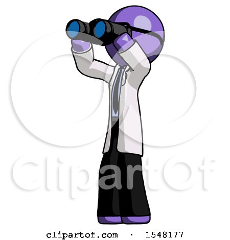 Purple Doctor Scientist Man Looking Through Binoculars to the Left by Leo Blanchette