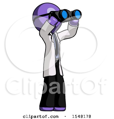 Purple Doctor Scientist Man Looking Through Binoculars to the Right by Leo Blanchette
