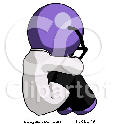 Purple Doctor Scientist Man Sitting with Head down Back View Facing Right by Leo Blanchette