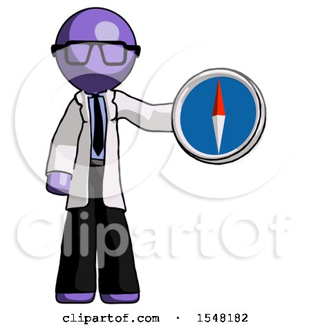Purple Doctor Scientist Man Holding a Large Compass by Leo Blanchette