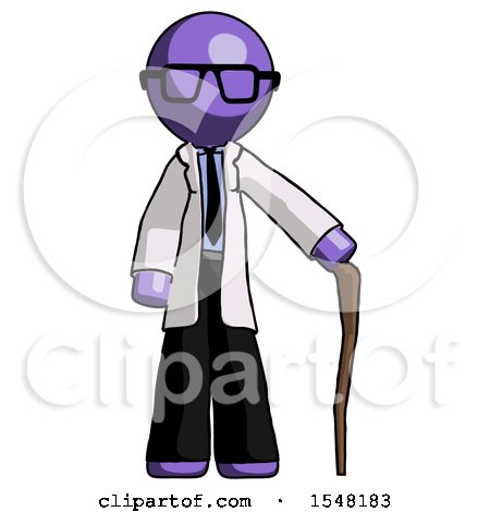 Purple Doctor Scientist Man Standing with Hiking Stick by Leo Blanchette