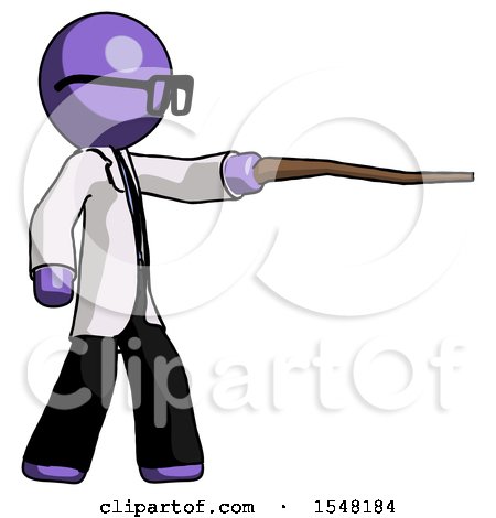 Purple Doctor Scientist Man Pointing with Hiking Stick by Leo Blanchette