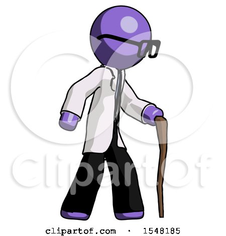 Purple Doctor Scientist Man Walking with Hiking Stick by Leo Blanchette