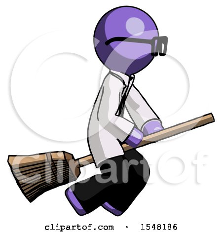 Purple Doctor Scientist Man Flying on Broom by Leo Blanchette
