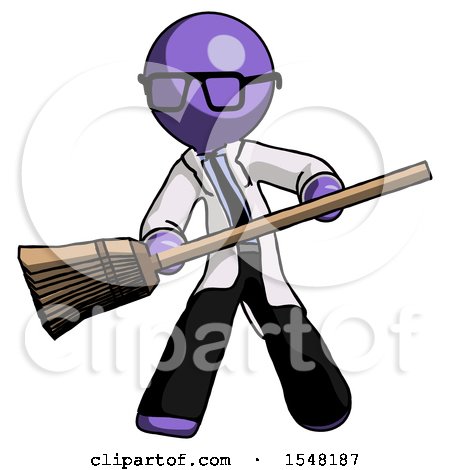 Purple Doctor Scientist Man Broom Fighter Defense Pose by Leo Blanchette
