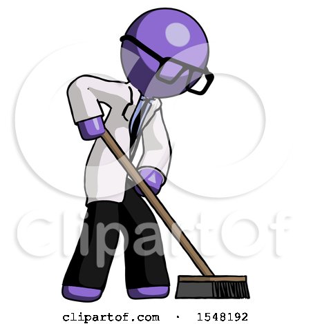 Purple Doctor Scientist Man Cleaning Services Janitor Sweeping Side View by Leo Blanchette