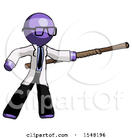 Purple Doctor Scientist Man Bo Staff Pointing Right Kung Fu Pose by Leo Blanchette