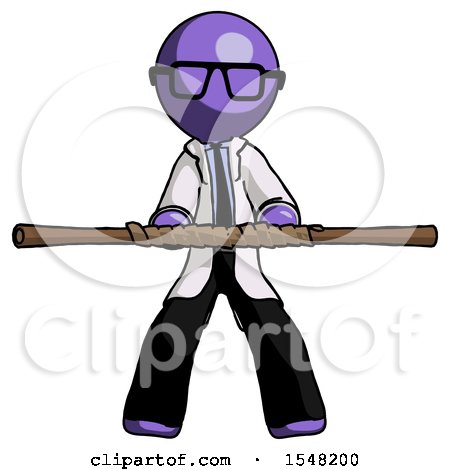 Purple Doctor Scientist Man Bo Staff Kung Fu Defense Pose by Leo Blanchette