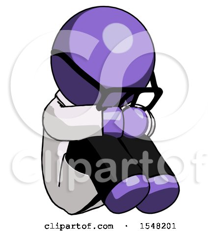 Purple Doctor Scientist Man Sitting with Head down Facing Angle Right by Leo Blanchette