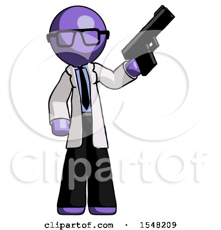 Purple Doctor Scientist Man Holding Handgun by Leo Blanchette