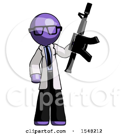 Purple Doctor Scientist Man Holding Automatic Gun by Leo Blanchette
