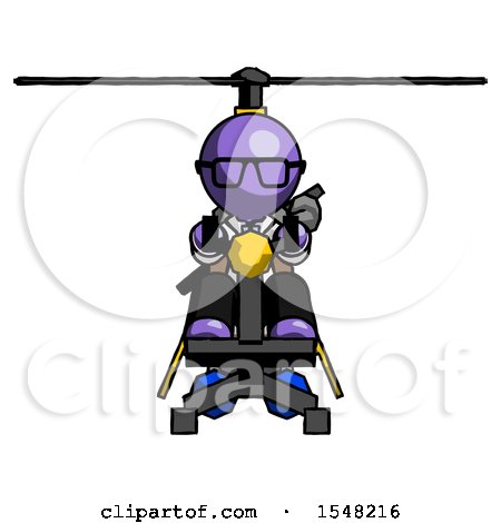 Purple Doctor Scientist Man Flying in Gyrocopter Front View by Leo Blanchette