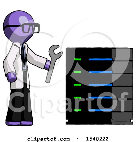 Purple Doctor Scientist Man Server Administrator Doing Repairs by Leo Blanchette