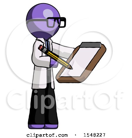 Purple Doctor Scientist Man Using Clipboard and Pencil by Leo Blanchette