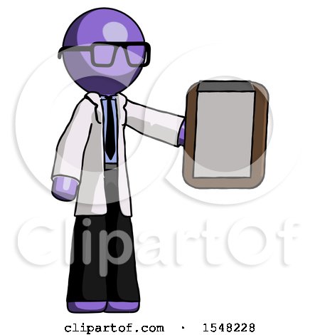 Purple Doctor Scientist Man Showing Clipboard to Viewer by Leo Blanchette