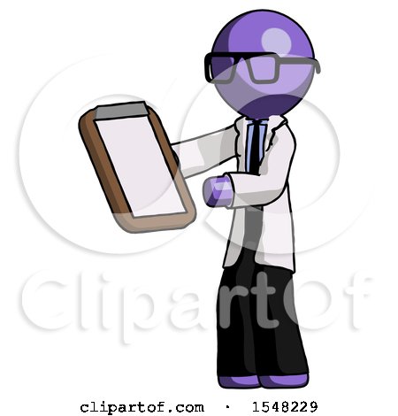 Purple Doctor Scientist Man Reviewing Stuff on Clipboard by Leo Blanchette
