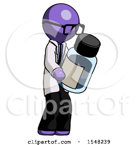 Purple Doctor Scientist Man Holding Glass Medicine Bottle by Leo Blanchette