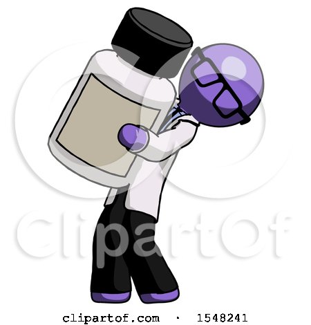 Purple Doctor Scientist Man Holding Large White Medicine Bottle by Leo Blanchette