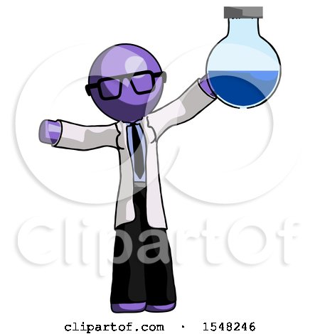 Purple Doctor Scientist Man Holding Large Round Flask or Beaker by Leo Blanchette