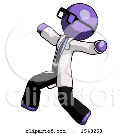 Purple Doctor Scientist Man Running Away in Hysterical Panic Direction Left by Leo Blanchette