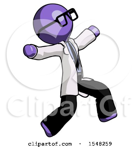 Purple Doctor Scientist Man Running Away in Hysterical Panic Direction Right by Leo Blanchette